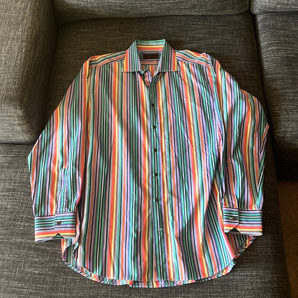 Etro Mens Striped colorful Button Down Shirt Size 44